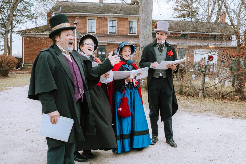 Goodrich Caroling mid-carol at Historic Corron Farm